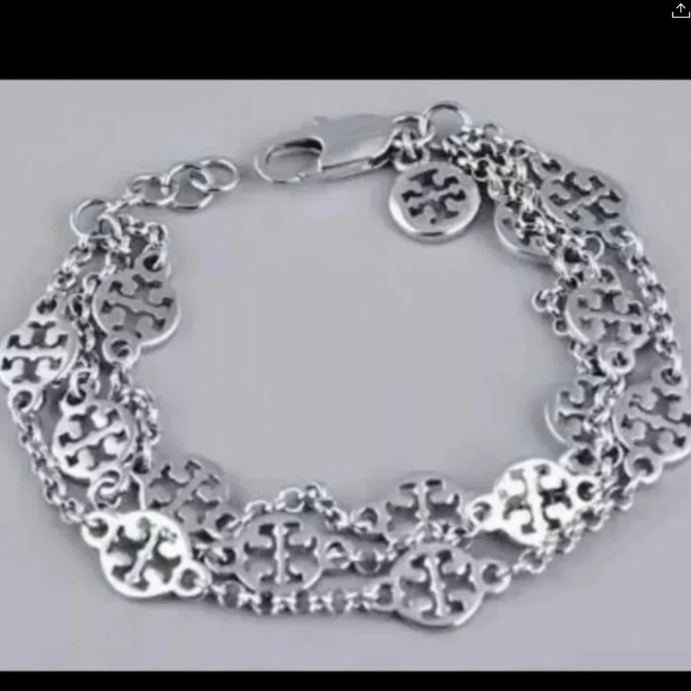 Tory Burch silver multi strand bracelet